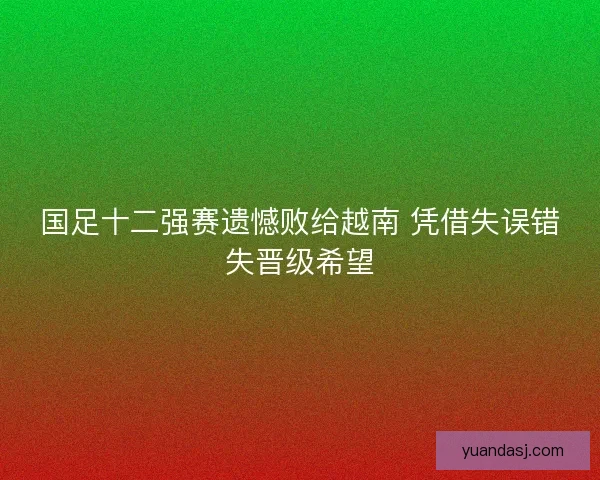 国足十二强赛遗憾败给越南 凭借失误错失晋级希望